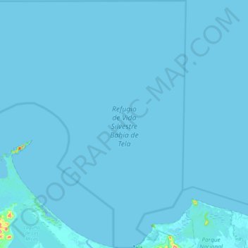 Topografische Karte Refugio de Vida Silvestre Bahía de Tela, Höhe, Relief