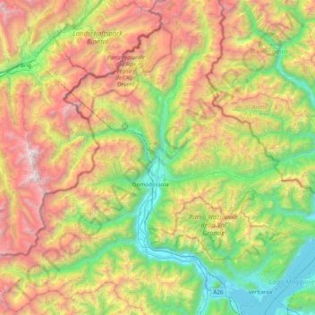 Topografische Karte Tosa, Höhe, Relief