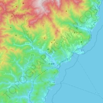 Topografische Karte Kawadu, Höhe, Relief