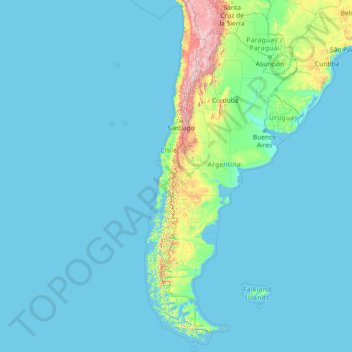 Topografische Karte Chile, Höhe, Relief