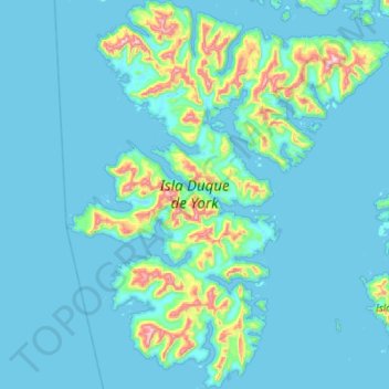 Topografische Karte Isla Duque de York, Höhe, Relief