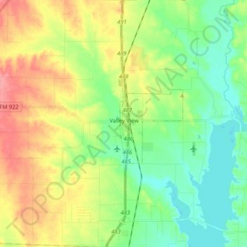 Topografische Karte Valley View, Höhe, Relief