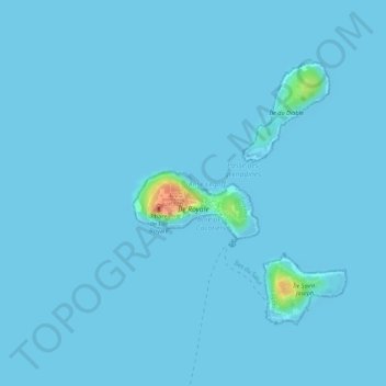 Topografische Karte Îles du Salut, Höhe, Relief