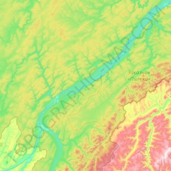 Topografische Karte Lena, Höhe, Relief