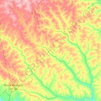 Topografische Karte Anhanduí, Höhe, Relief