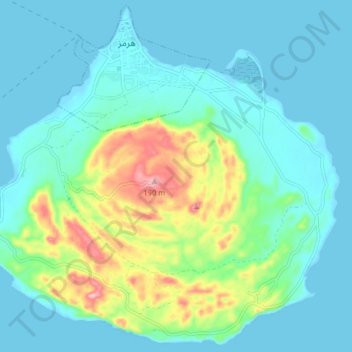 Topografische Karte Hormuz Island, Höhe, Relief