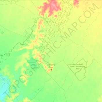 Topografische Karte Lightning Ridge, Höhe, Relief
