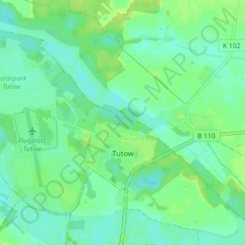 Topografische Karte Tutow, Höhe, Relief