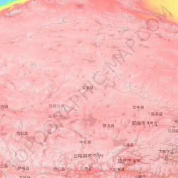 Topografische Karte Nagqu, Höhe, Relief