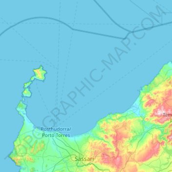 Topografische Karte Golfo dell'Asinara, Höhe, Relief