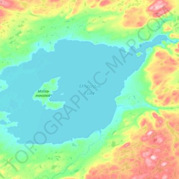 Topografische Karte Mistastin Lake, Höhe, Relief