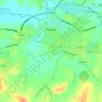 Topografische Karte Thame, Höhe, Relief