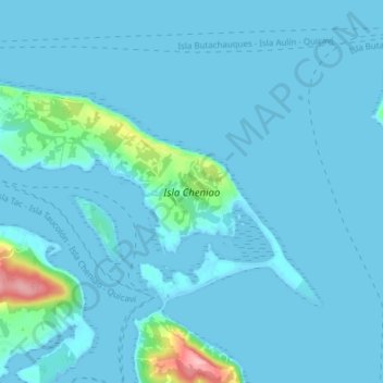 Topografische Karte Isla Cheniao, Höhe, Relief