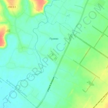 Topografische Karte Пузево, Höhe, Relief