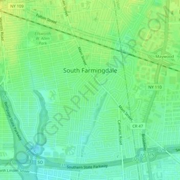 Topografische Karte South Farmingdale, Höhe, Relief