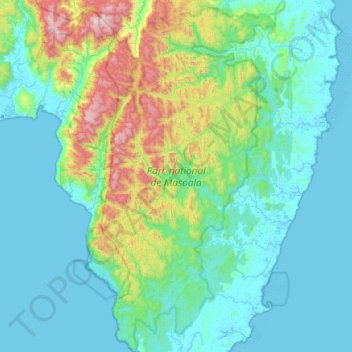 Topografische Karte Parc national de Masoala, Höhe, Relief