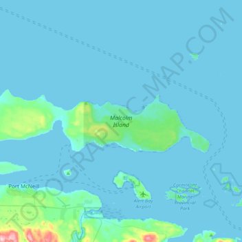 Topografische Karte Malcolm Island, Höhe, Relief