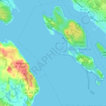 Topografische Karte McNabs Island, Höhe, Relief