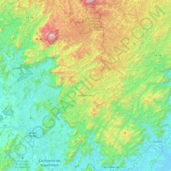 Topografische Karte Vargem Alta, Höhe, Relief