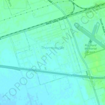 Topografische Karte Thorntonville, Höhe, Relief
