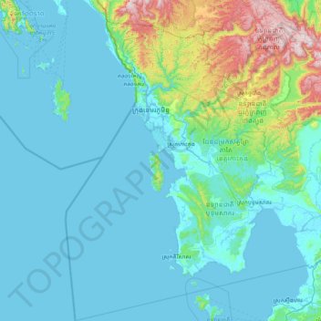 Topografische Karte Koh Kong, Höhe, Relief