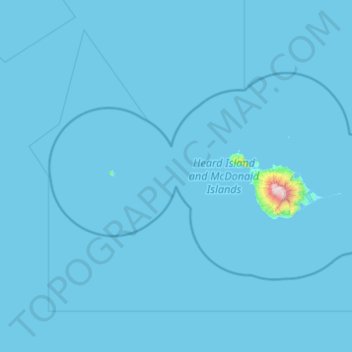 Topografische Karte Heard Island and McDonald Islands, Höhe, Relief