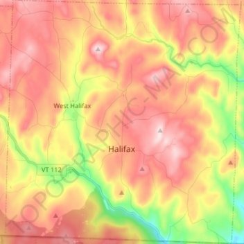 Topografische Karte Halifax, Höhe, Relief