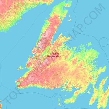 Topografische Karte Neufundland, Höhe, Relief