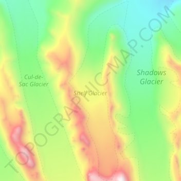 Topografische Karte Shelf Glacier, Höhe, Relief