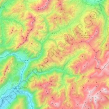 Topografische Karte Ugine, Höhe, Relief