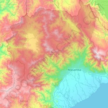 Topografische Karte Luwu Utara, Höhe, Relief