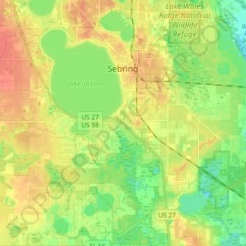 Topografische Karte Sebring, Höhe, Relief