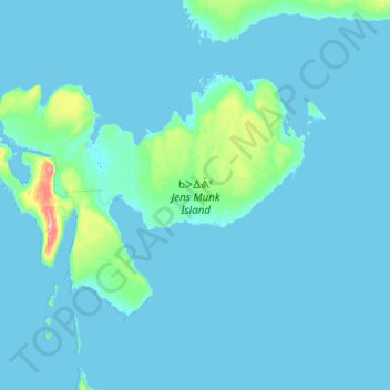 Topografische Karte Jens Munk Island, Höhe, Relief