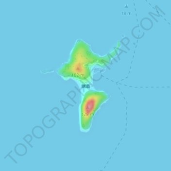 Topografische Karte Hashima Island, Höhe, Relief