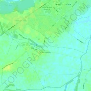 Topografische Karte South Hykeham, Höhe, Relief