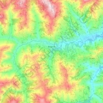 Topografische Karte Bisenti, Höhe, Relief