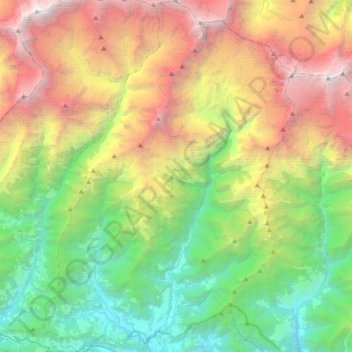 Topografische Karte Machhapuchchhre, Höhe, Relief