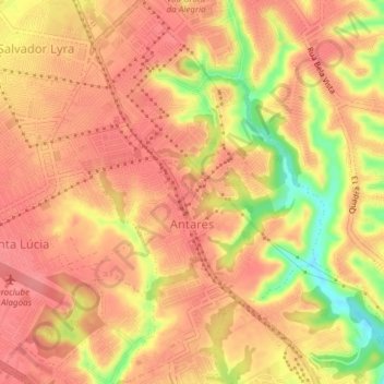 Topografische Karte Antares, Höhe, Relief