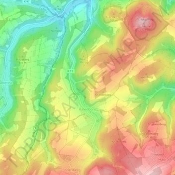 Topografische Karte Kalenborn, Höhe, Relief