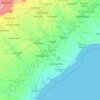 Topografische Karte Carolina del Sur, Höhe, Relief