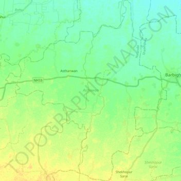 Topografische Karte Asthawan, Höhe, Relief