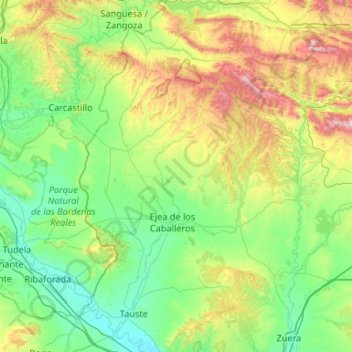 Topografische Karte Cinco Villas, Höhe, Relief