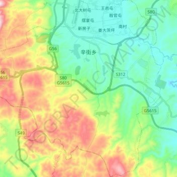 Topografische Karte Baoshan, Höhe, Relief