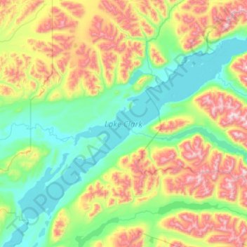Topografische Karte Lake Clark, Höhe, Relief