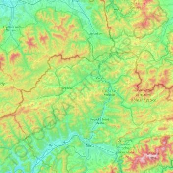 Topografische Karte Bezirk Tschadsa, Höhe, Relief