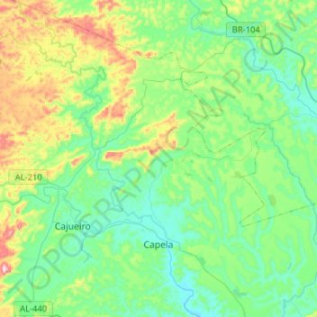 Topografische Karte Capela, Höhe, Relief