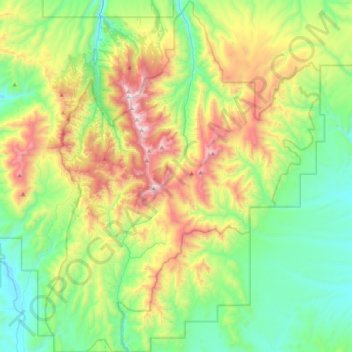 Topografische Karte Jarbidge Wilderness Area, Höhe, Relief