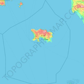 Topografische Karte Jersey, Höhe, Relief