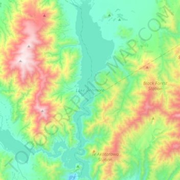 Topografische Karte Lake Benmore, Höhe, Relief