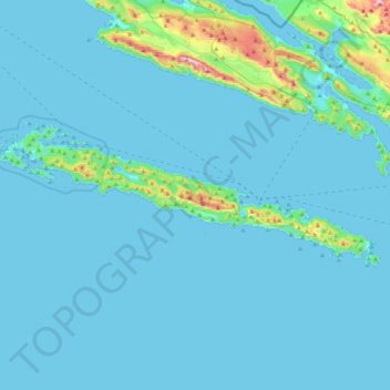 Topografische Karte Mljet, Höhe, Relief
